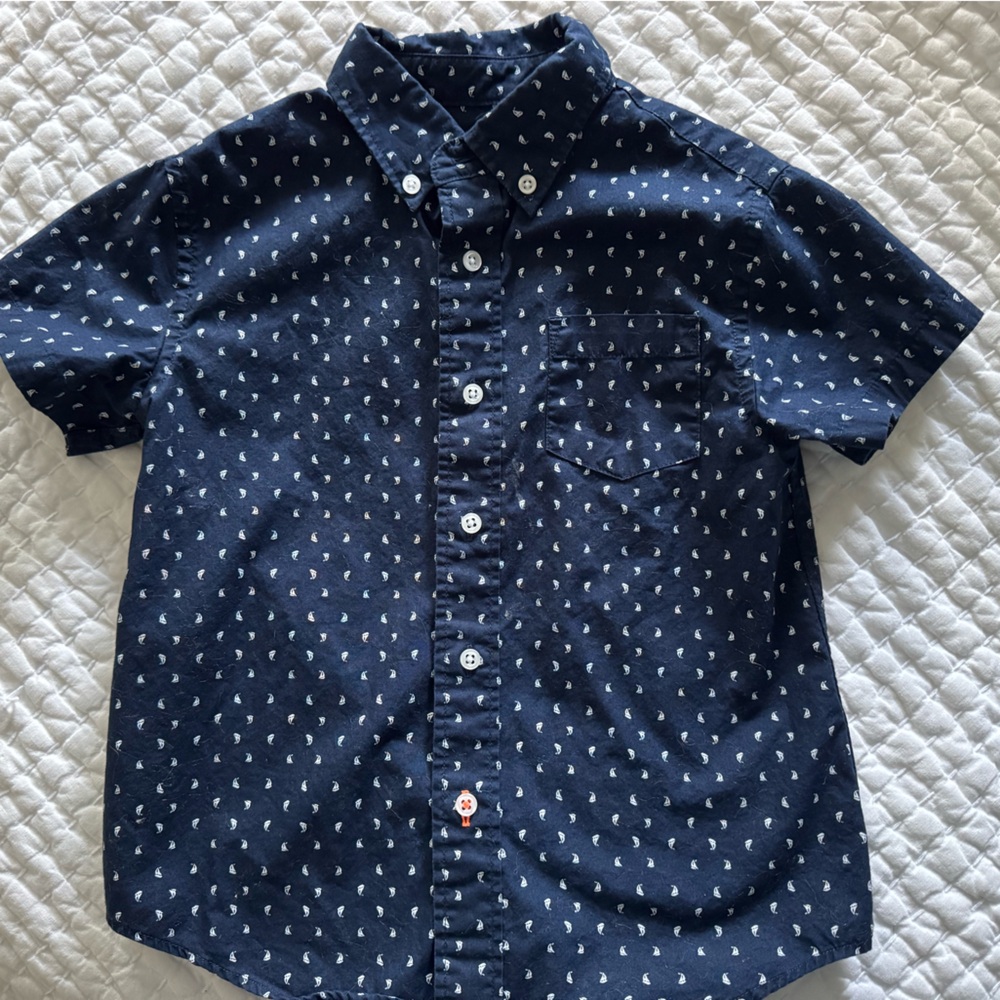 Crewcuts Dark Blue Sailboat Print Shirt